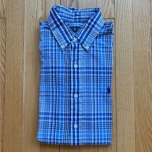 Polo Ralph Lauren Men’s Short Sleeve Dress Shirt Reg Fit Medium Blue White Plaid